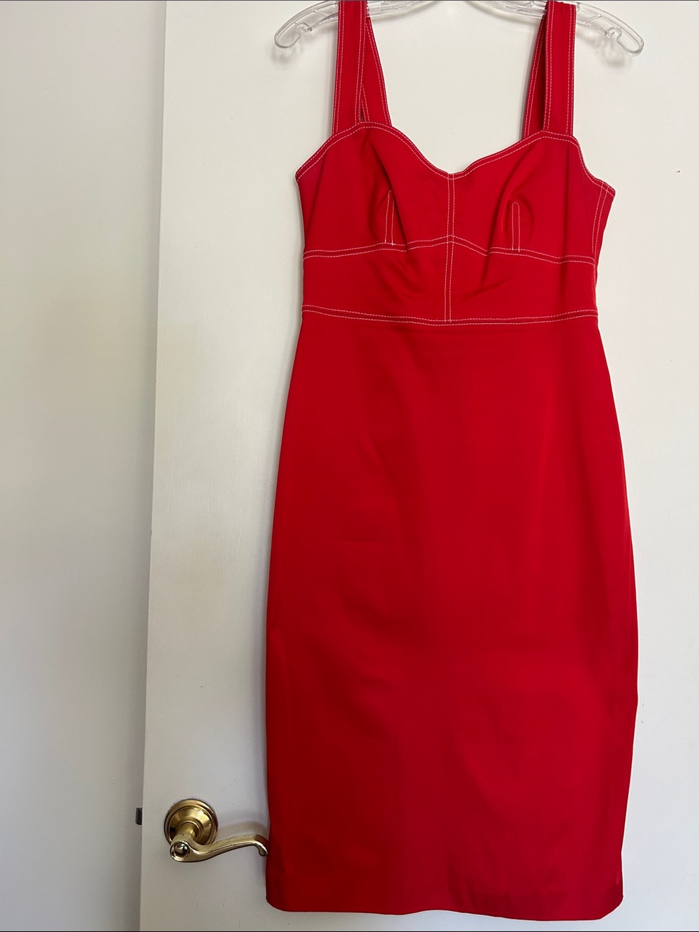 J. Crew Red Sweetheart Midi Sheath Dress
